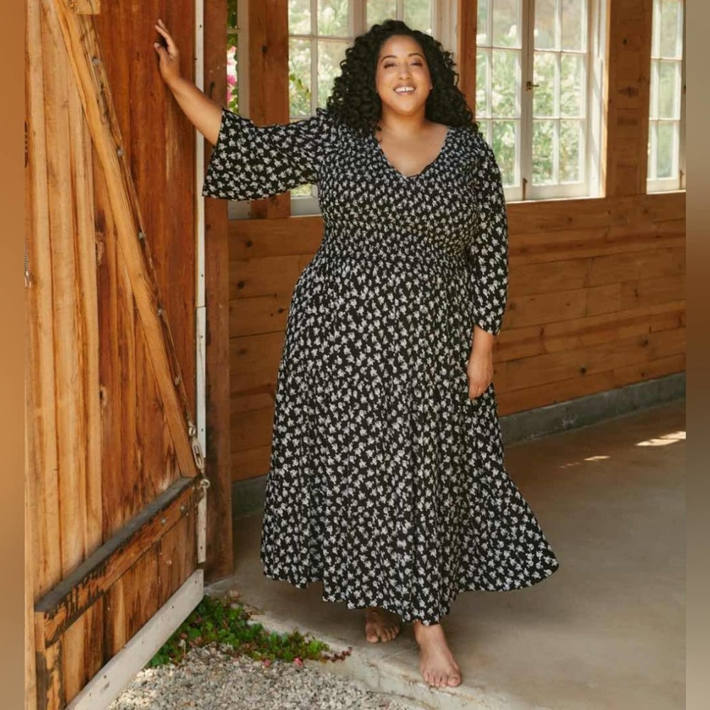 Christy Dawn The Basil dress in raven meadow print size 2X